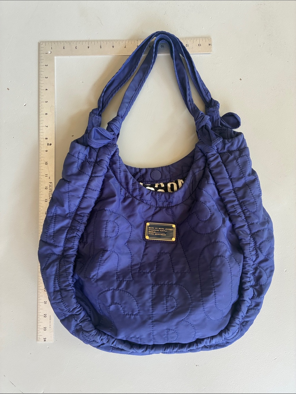Marc by Marc Jacobs Quilted Navy Purple Slouch Hobo